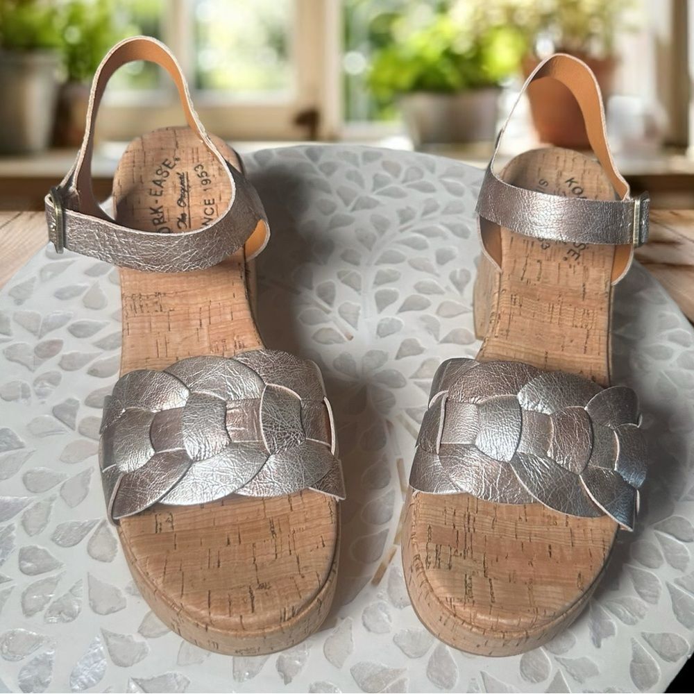 NEW KORK-EASE Women’s Tatiana Sandal Heel in light gold panna cotta Size 8 M - Picture 4 of 14